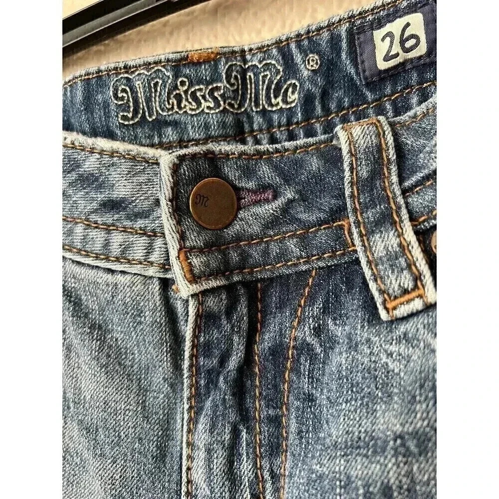 Miss Me Womens Lightwashed Distressed Boyfriend Ankle Denim Jeans Size 26 - Picture 6 of 15